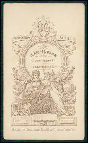 CDV Foto feine ältere Dame - Fotografie H. Kriegsmann, Flensburg, Große Str. 75