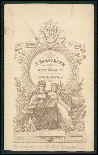 CDV Foto feine Dame Standportrait - H. Kriegsmann, Flensburg, Große Str. 75