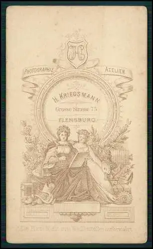 CDV Foto feine Dame Standportrait - H. Kriegsmann, Flensburg, Große Str. 75.