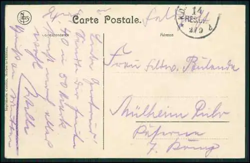 AK 1. WK Merbes le Château Wallonien Hennegau, Panorama Feldpost 1914 gelaufen