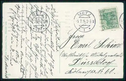 AK Dampflok Eisenbahn Karte im Rahmen gelaufen 1914 Metz Moselle Grafenwald