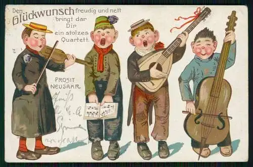 AK Präge Musiker freudig und nett bringt dar Dir ein stolzes Quartett 1914 gel.