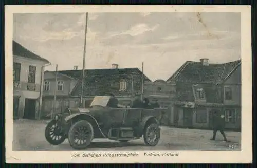 AK 1. WK Tukums Tuckum Lettland Kurland Auto PKW 1916 Feldpost gelaufen