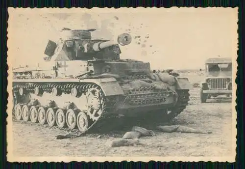 2x Foto 9 x 6 cm altes Papier nach 1945 - Panzer Tank