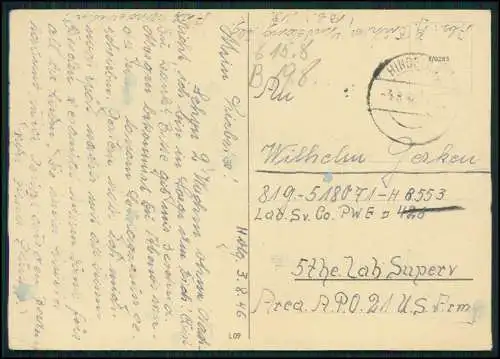 AK Scherenschnitt von Hindelang Bayern nach POW Lager Prisoner of War USA 1946
