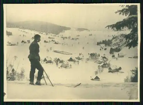 5x Foto Dorf in Sachsen verschneit 1928-29 - Info Rückseite
