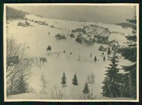 5x Foto Dorf in Sachsen verschneit 1928-29 - Info Rückseite