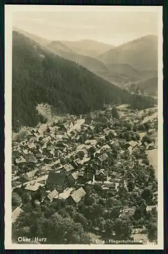 Foto AK Oker Goslar am Harz, Fliegeraufnahme 1941 - Rückseite viel Info