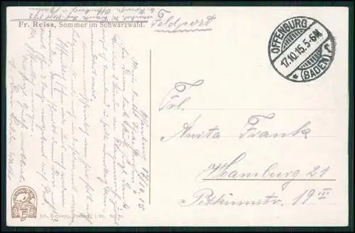 AK Sommer im Schwarzwald Fritz Reiss - Landschaft Schwarzwaldhaus 1915 Feldpost