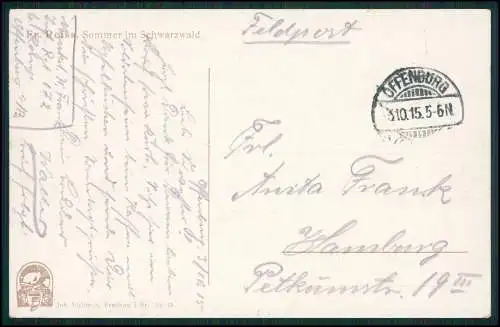 AK Sommer im Schwarzwald Fritz Reiss - Landschaft Schwarzwaldhaus 1915 Feldpost