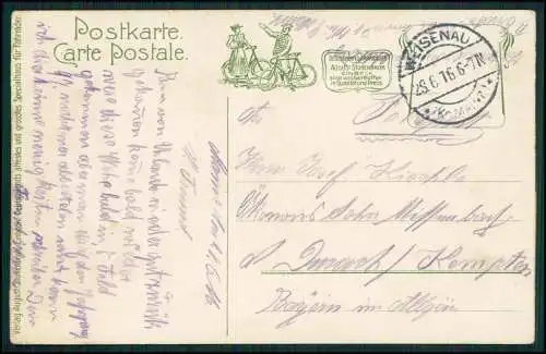 AK Dorfstr. - Reklame Fahrrad Fahrräder August Stukenbrok Einbeck 1916 gelaufen