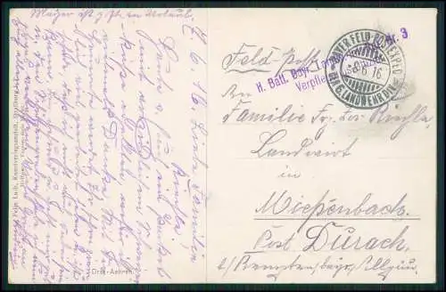 AK 1. WK - Drei Ähren Elsass Haut Rhin - Bayr. Landw. Inf. Rgt. 3 Feldpost 1916