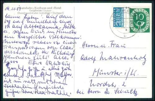 Foto AK Autobahn-Rasthaus Hotel Leipheim Donau Bundesautobahn München-Stuttgart