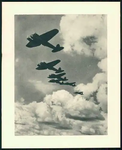 Original Druck 24x19 Karton - Wehrmacht deutsche Flugzeuge Aircraft am Himmel