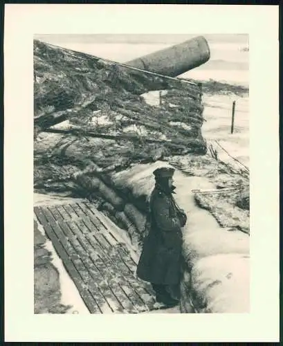 Original Druck 24x19 Karton Wehrmacht Soldat am Kanal auf Posten schwerer Mörser