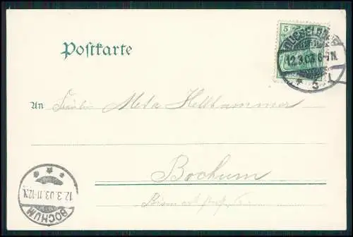 AK Düsseldorf am Rhein - Schwanenspiegel mit Fischerhaus - 1903 gelaufen