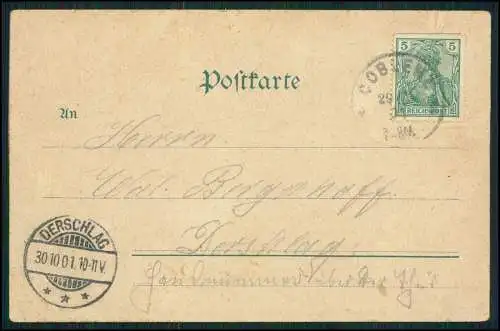 AK Litho Ehrenbreitstein Koblenz Rhein Mosel Festung Dampfer 1901 gelaufen