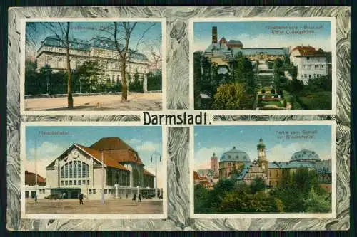 AK Darmstadt Hauptbahnhof Großherzog Palais & Künstlerkolonie 1916 Feldpost gel.