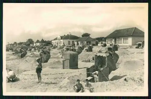 Foto AK Ostseebad Kellenhusen in Holstein, Strandpartie, Badende Strandkorb 1938
