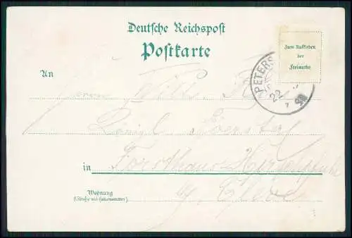 Litho Königswinter Rhein Märchenfiguren nahe Drachenfelsens Burg 1894 ?gelaufen