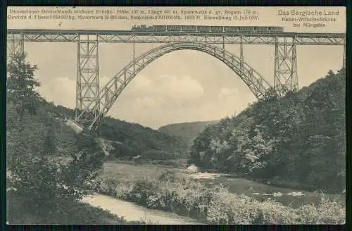 AK Solingen im Bergischen Land, Müngstener Brücke, Dampflok 1910 gelaufen