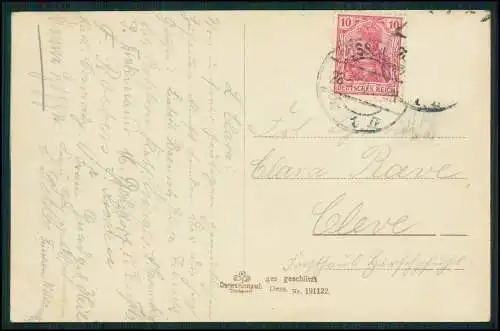 Düsseldorf Rhein Boot Gäste Alter Schlossturm und Lambertuskirche 1920 gelaufen