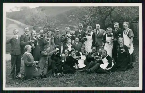4x Foto AK lustige Gesellschaft Damen Herren Feier Ausflug um 1940 Sauerland ?
