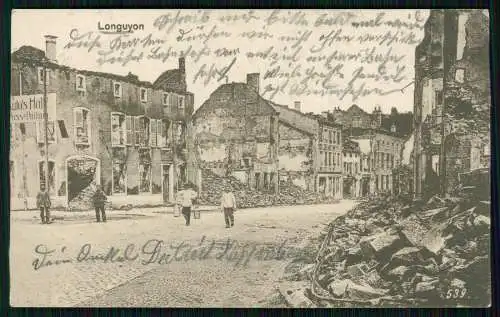 2x AK 1. WK - Longuyon Meurthe et Moselle - Feldpost gelaufen 1916