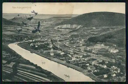 AK Neckargemünd, Blick v. Kümmelbacher Hof, Dilsberg - 1914 gelaufen Feldpost