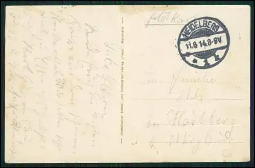 AK Neckargemünd, Blick v. Kümmelbacher Hof, Dilsberg - 1914 gelaufen Feldpost