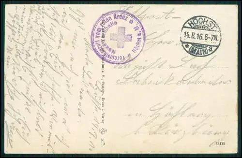 AK Höchst Frankfurt am Main, Straßenpartie zum Freitagsmarkt, Geschäft 1916 gel.