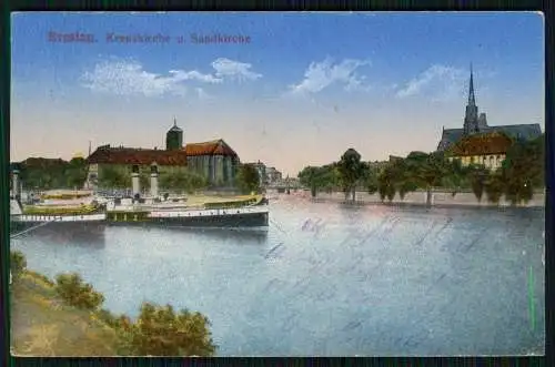 AK Wrocław Breslau Schlesien, Kreuzkirche, Dom und Sandkirche - 1916 Feldpost
