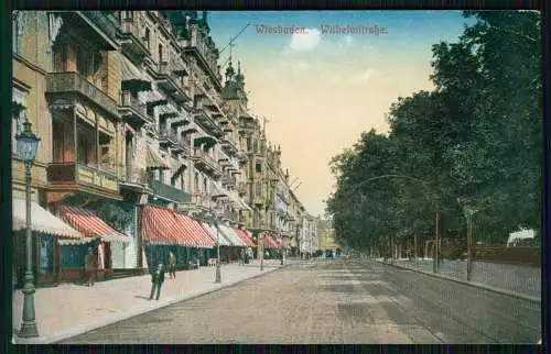 AK - Wiesbaden in Hessen, Wilhelmstraße, Geschäfte - 1918 Feldpost gelaufen