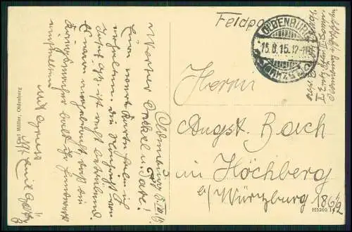 AK Oldenburg im Großherzogtum Oldenburg, Friedensplatz 1915 Feldpost gelaufen