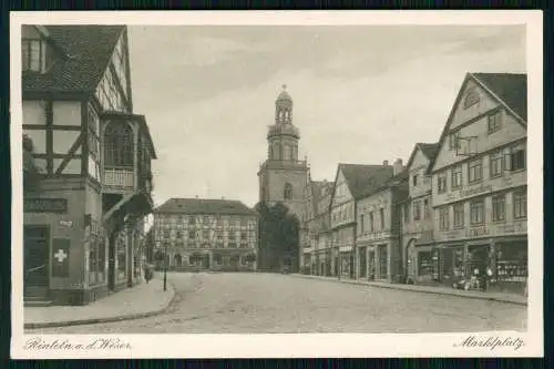 AK Ansichtskarte Rinteln an der Weser - Marktplatz und lutherische Kirche 1933