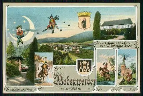 AK Bodenwerder Weser Freiherr von Münchhausen, Geburtshaus, Grotte, Kanonenkugel