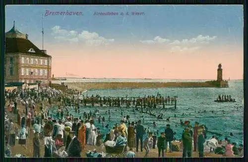 AK Bremerhaven, Weserdeich Strandetablissement Seelust, Strandleben an der Weser