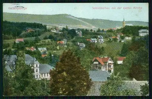 AK Szklarska Poręba Schreiberhau Riesengebirge Schlesien Kirche 1910 gelaufen
