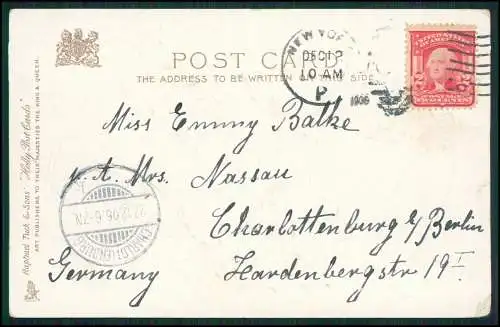AK Präge Litho - Glocke With Best Wishes for a Merry Christmas - 1906 gelaufen