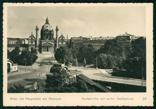 Foto AK Wien - Hauptstadt der Ostmark Karlskirche techn. Hochschule - 1938 gel.