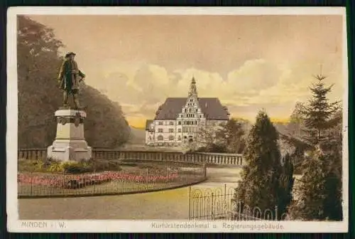AK - Minden - Kurfürstendenkmal und Regierungsgebäude - 1915 gelaufen
