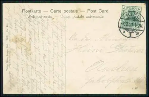 AK Kiel - Seegartenbrücke, Hafen Schiffe Boote - 1911 gelaufen