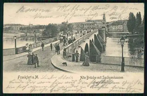 AK Sachsenhausen Frankfurt am Main -  Alte Mainbrücke, Kirche - 1905 gelaufen