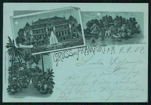 AK Mondschein Ansichtskarte Postkarte Frankfurt am Main - 1902 gelaufen