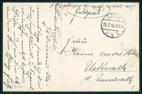 AK 1. WK Treudeutsche Wünsche zum Namenstage Kinder 1916 Feldpost Köln gelaufen