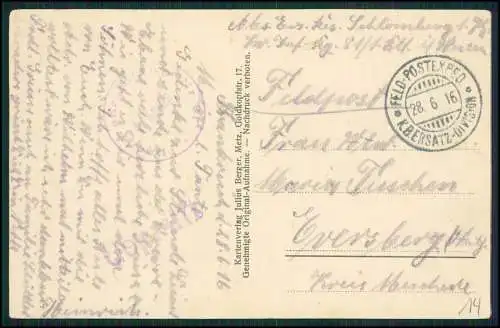 AK 1. WK Lothringen Moselle Combreshöhe 1916 Feldpost gelaufen
