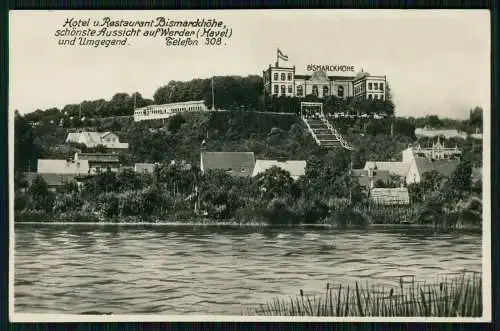 Foto AK - Hotel u. Restaurant Bismarckhöhe - schönste Aussicht auf Werder Havel