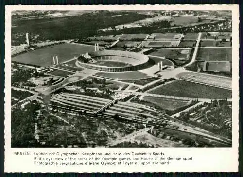Foto AK - BERLIN Luftbild der Olympischen Kampfbahn und Haus des Deutschen Sport