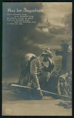 6x AK Serie RKL 8289 - Aus der Jugendzeit Soldat am Grab 1918 Feldpost gelaufen