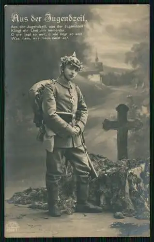 6x AK Serie RKL 8289 - Aus der Jugendzeit Soldat am Grab 1918 Feldpost gelaufen